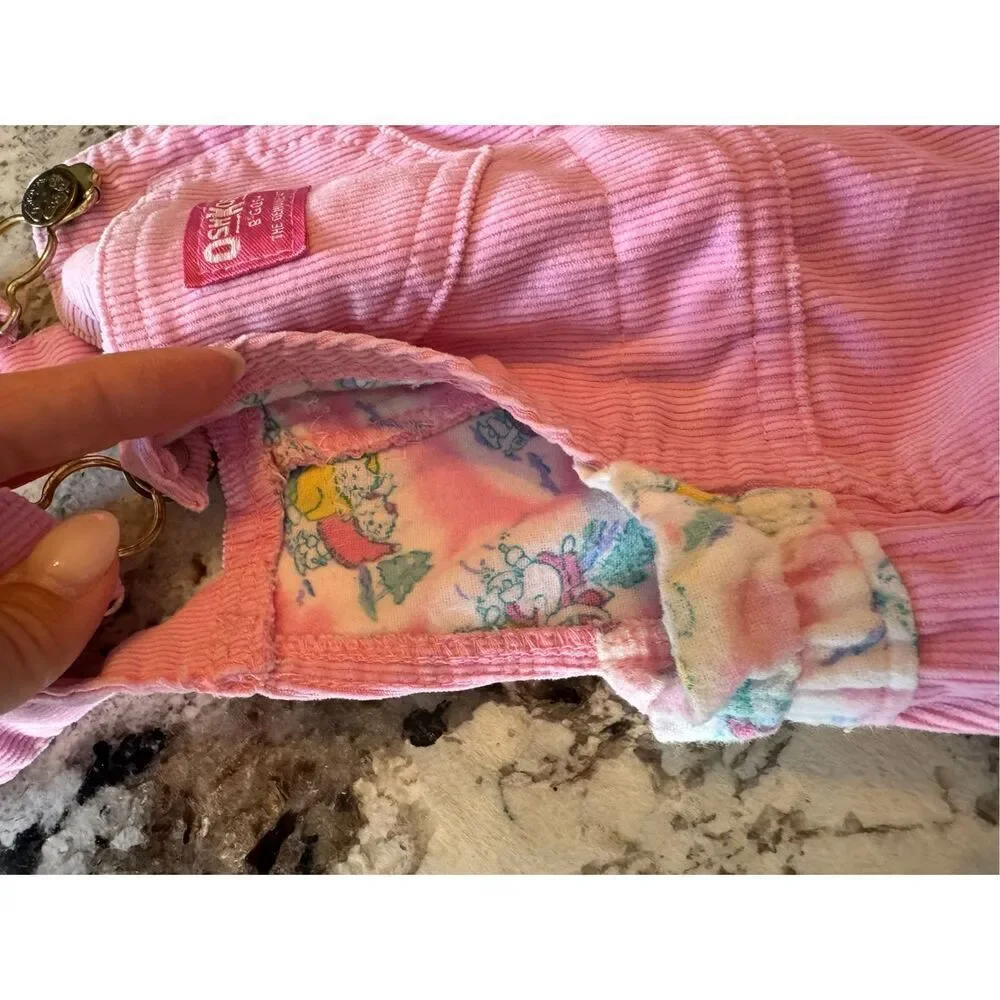 Oshkosh B’gosh Vintage Pink Corduroy Overalls Vestbak Cotton Blend 12 Months